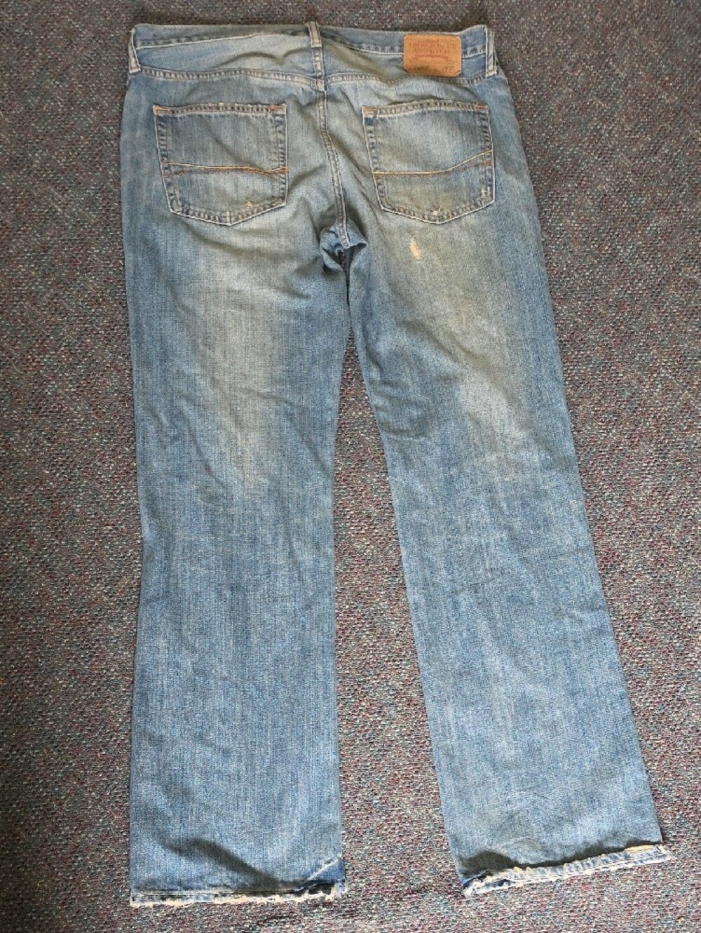 Vintage Y2K Abercrombie & Fitch Distressed Light Blue Straight-Leg Jeans Size 34 - Picture 10 of 14